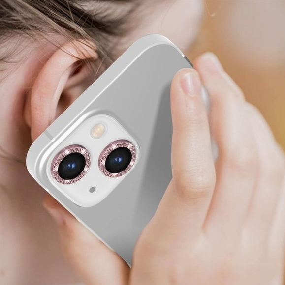 Camera lens tempered glass protector Glitter iPhone 14 iPhone 14 Plus Pink - Picture 5 of 6